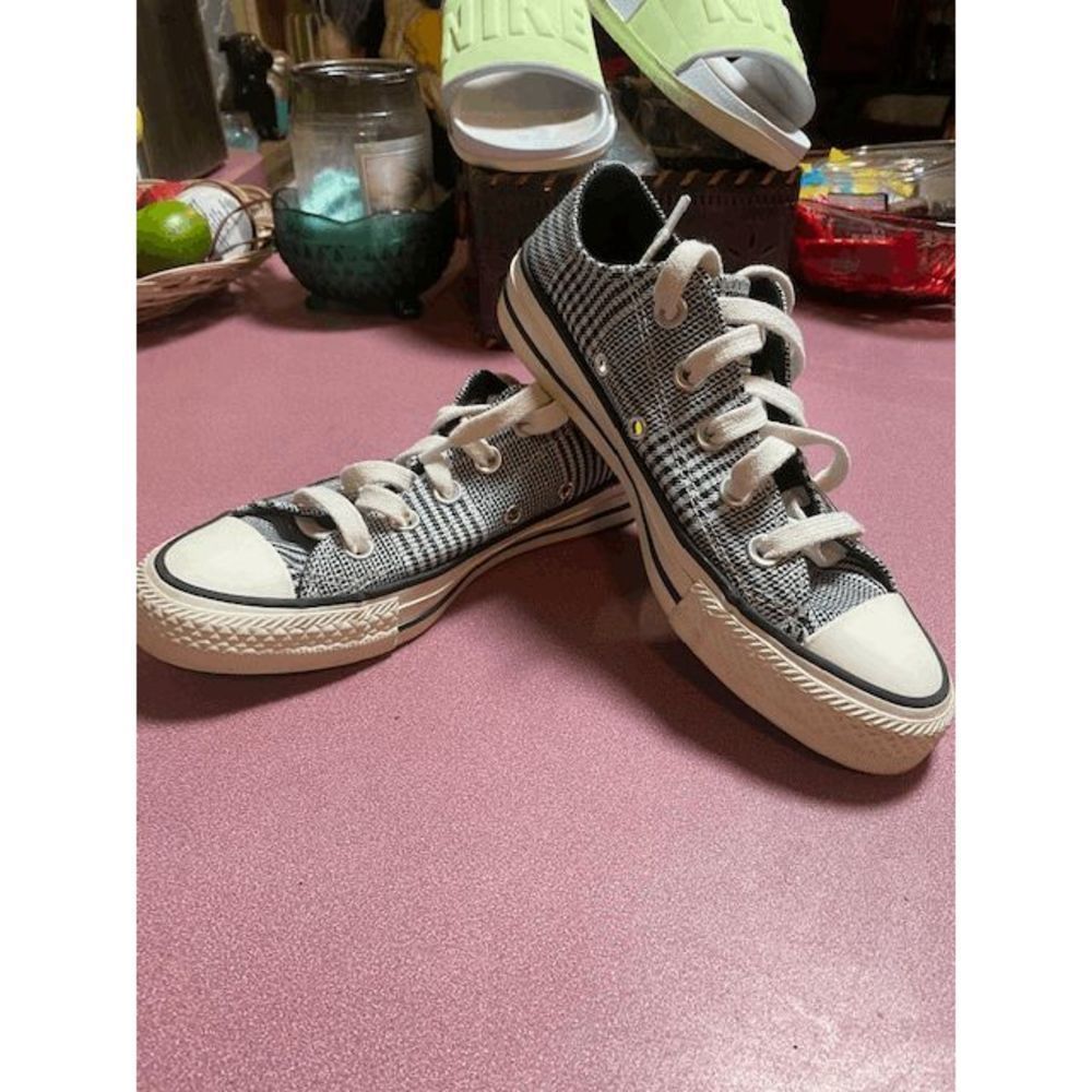 Converse ALLSTARS Black and white plaid print-Girls 5